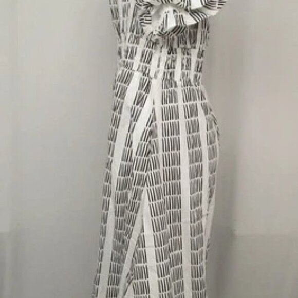 NEW MAEVE Womens Midi Dress White/Black Puff Sleeve Square Neck Smocked - Picture 2 of 8